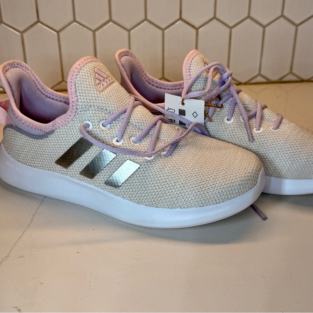 Adidas Pink and Silver Sneakers Modern Lightweight Design